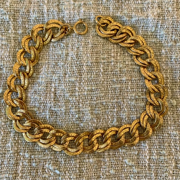 Erwin Pearl 🎄Textured gold tone double ring choker necklace - Picture 2 of 11